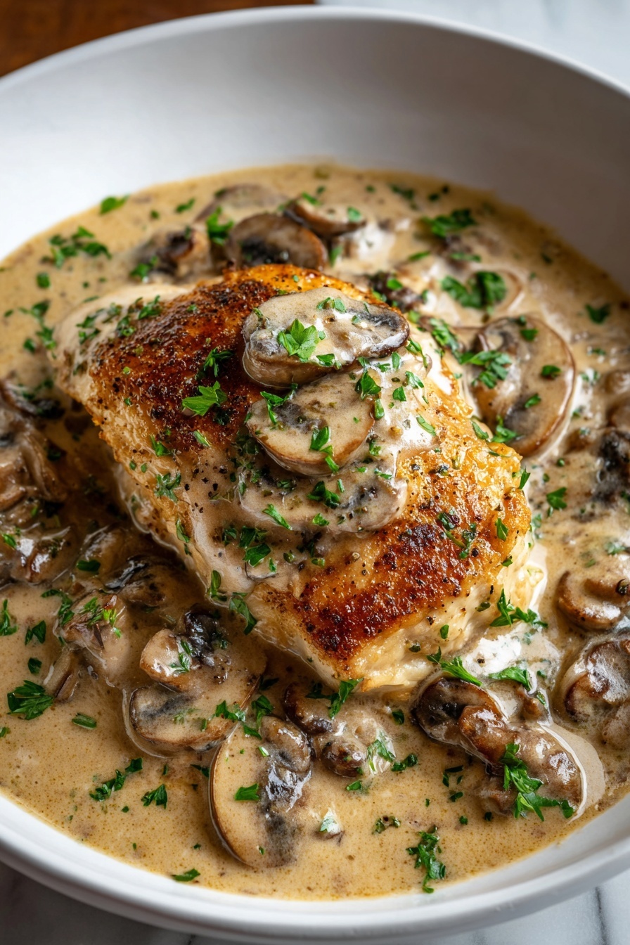 A close up of a delicious crockpot chicken and gravy.