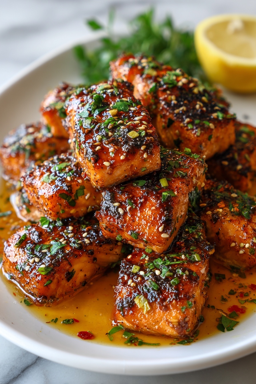 Crispy honey garlic salmon.