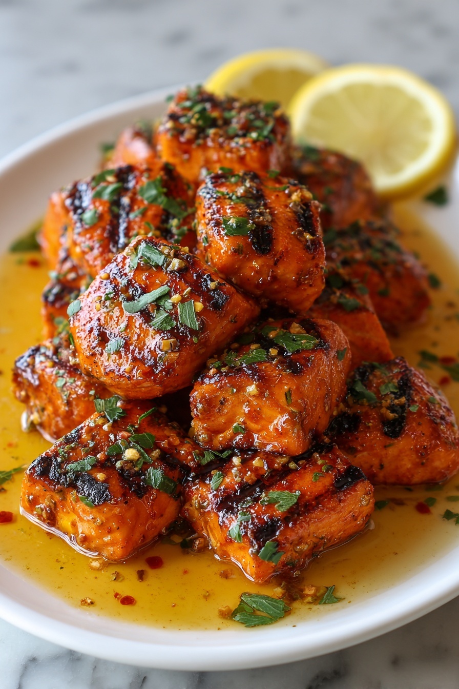 Crispy honey garlic salmon.