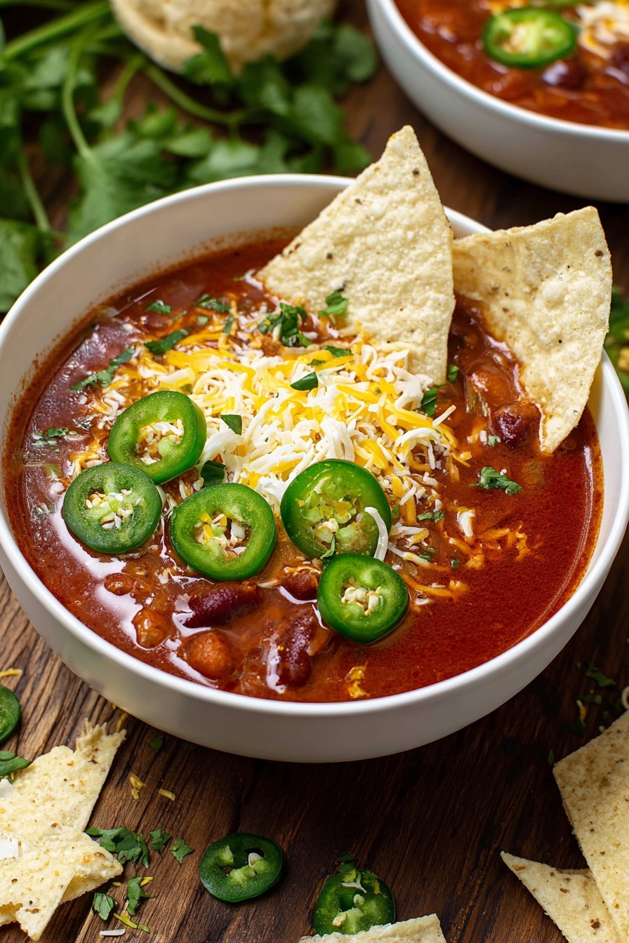 A bowl of hearty vegan taco soup.