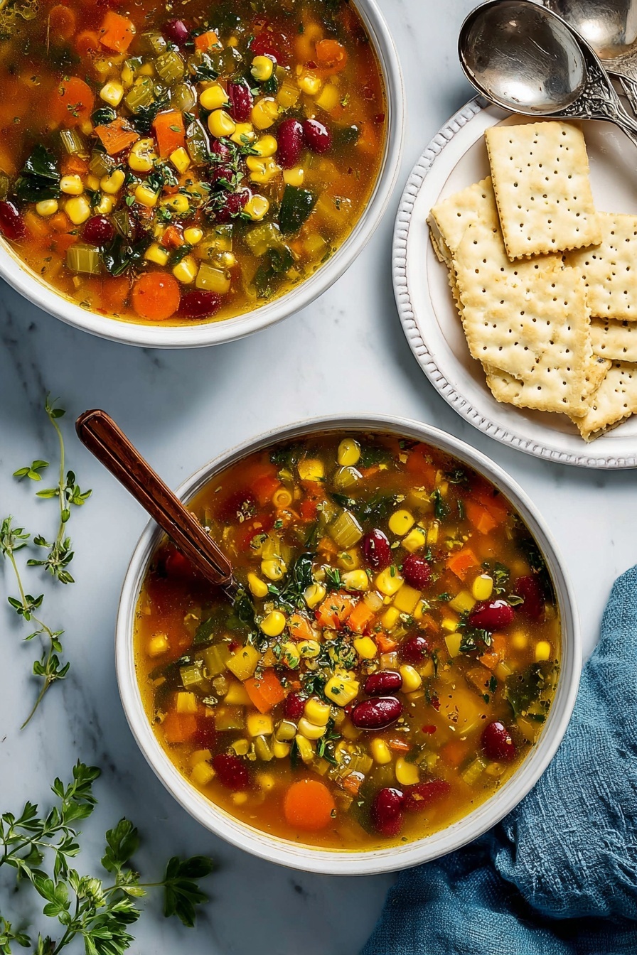 A bowl of soup with a spoon in it.