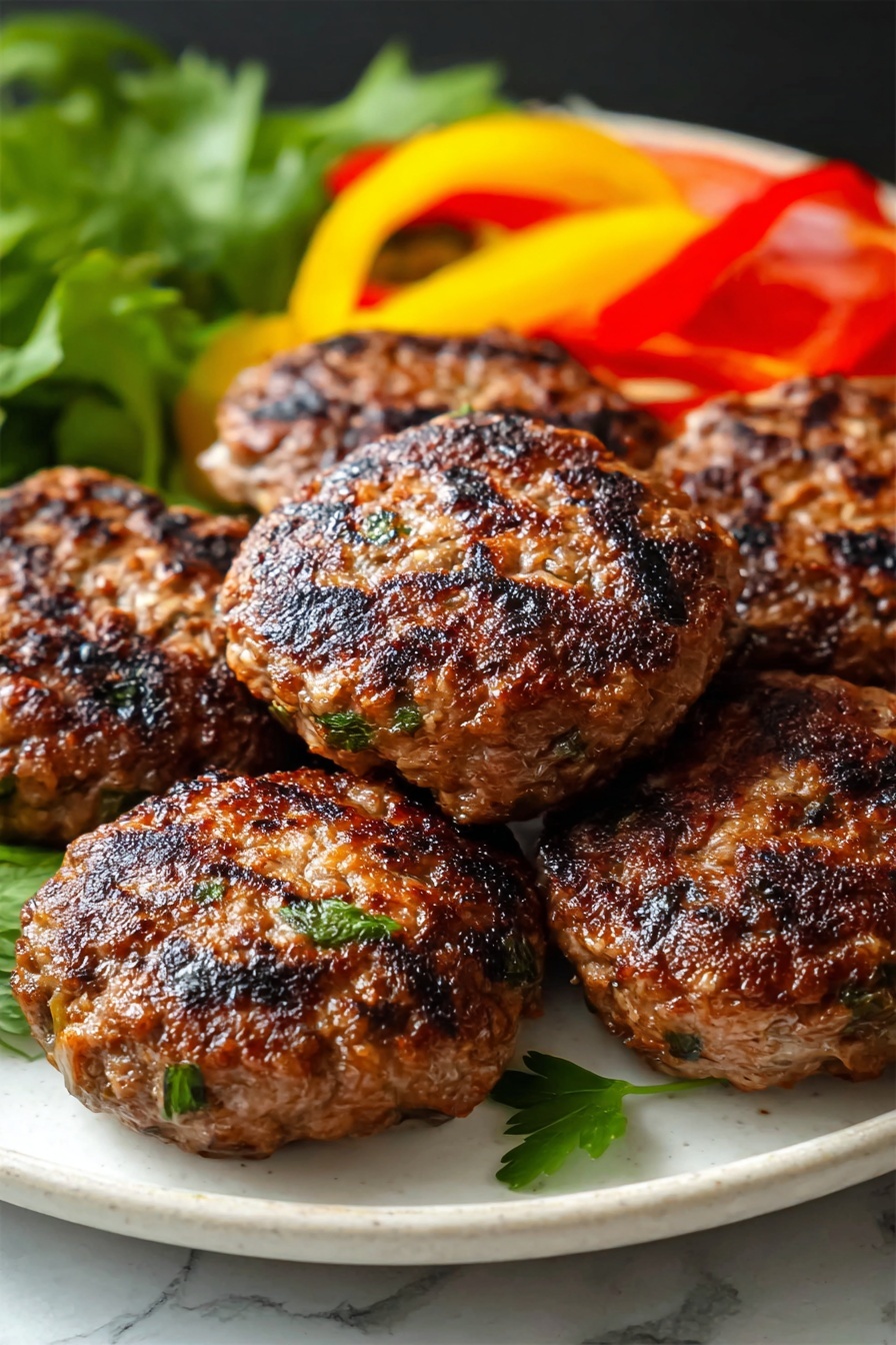 A plate of meatballs with a side of vegetables.