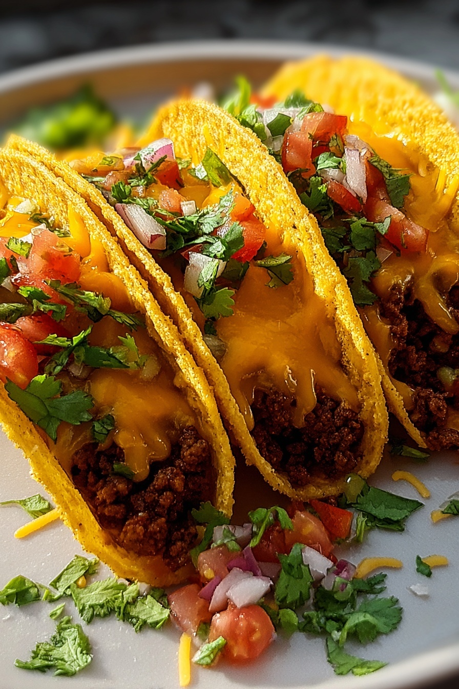Two cheesy rotel tacos on a plate.