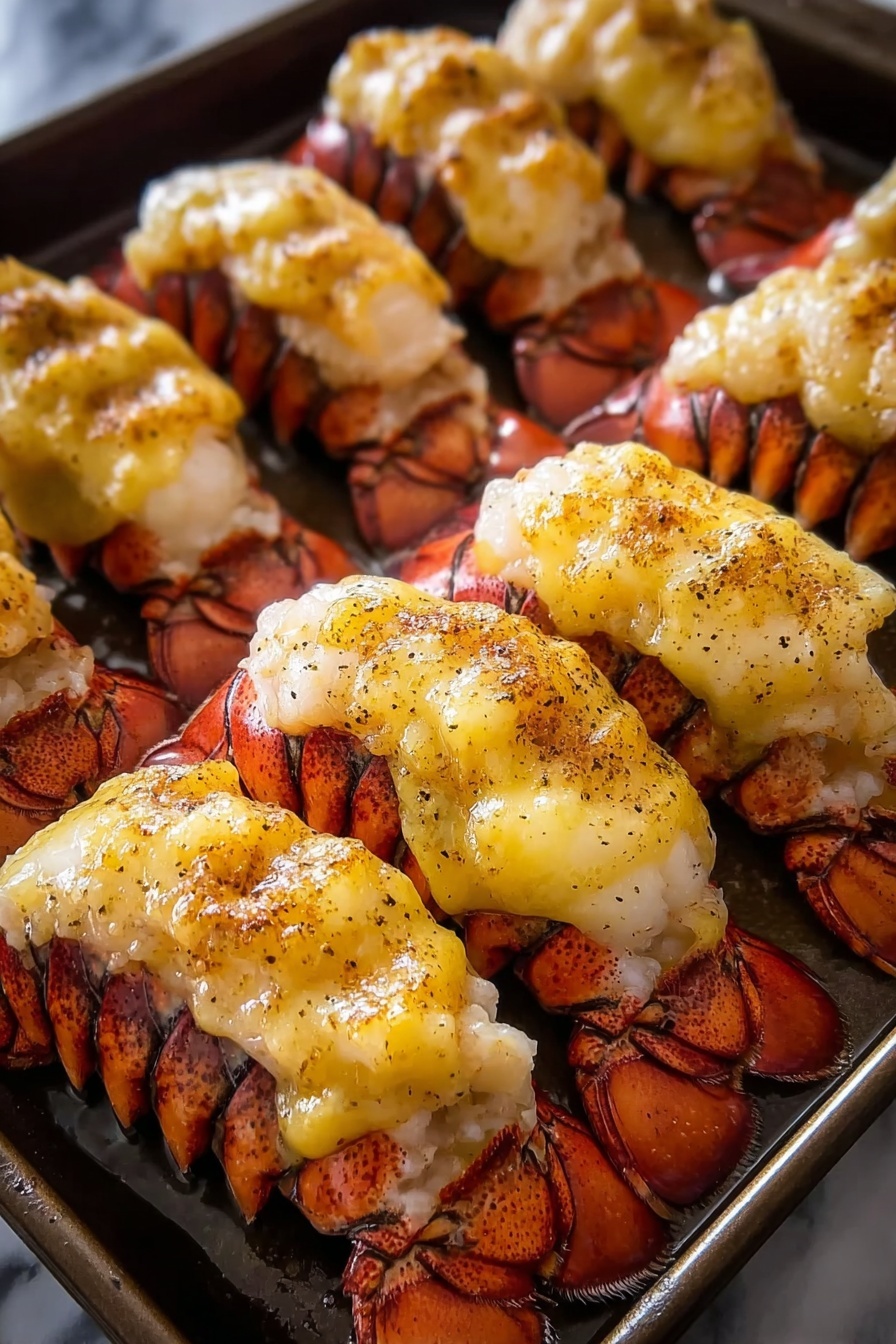Garlic butter baked lobster tails.
