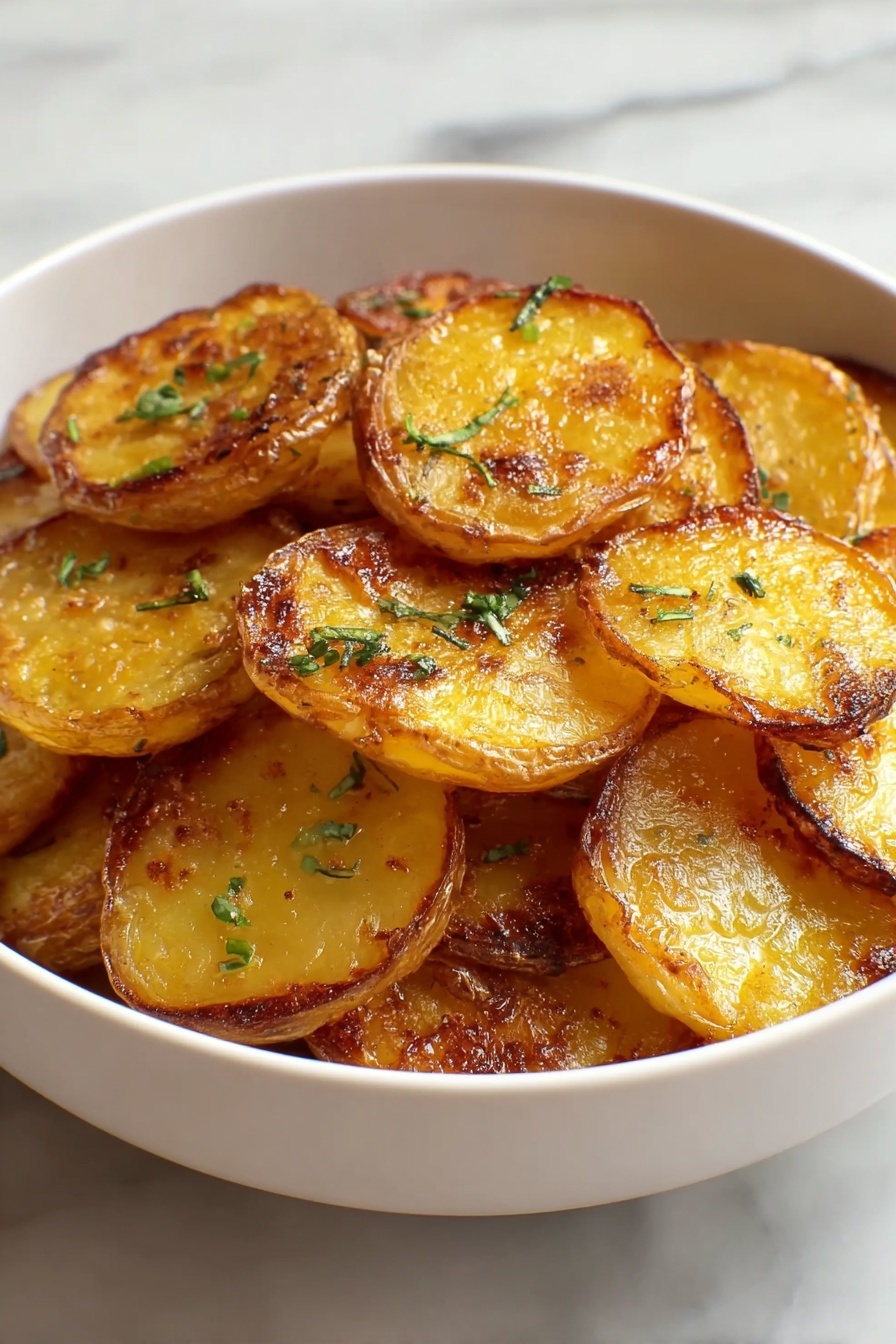 A bowl of oven-fried potatoes and onions.