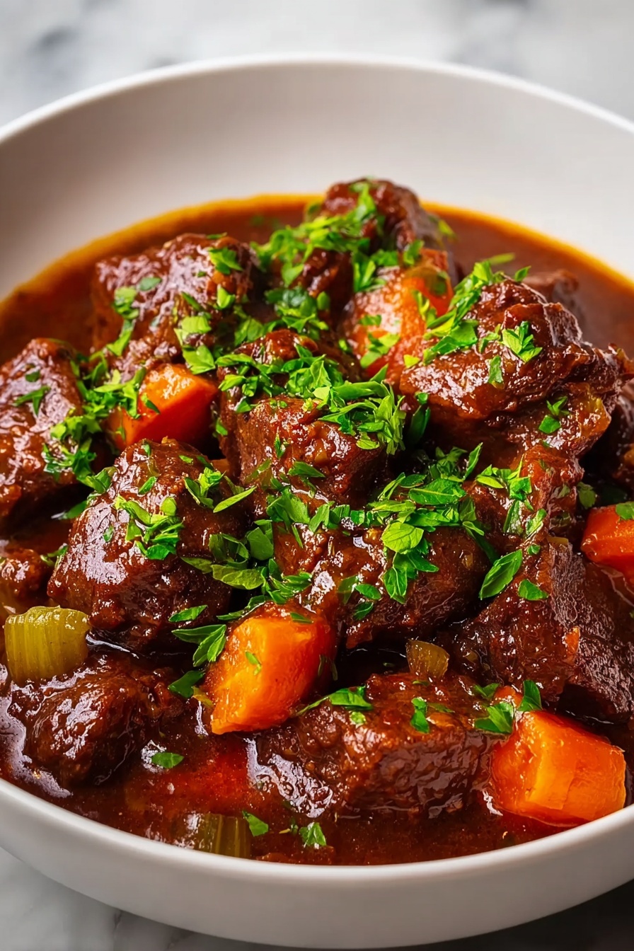 A close up of a delicious pepper steak in a crock pot.