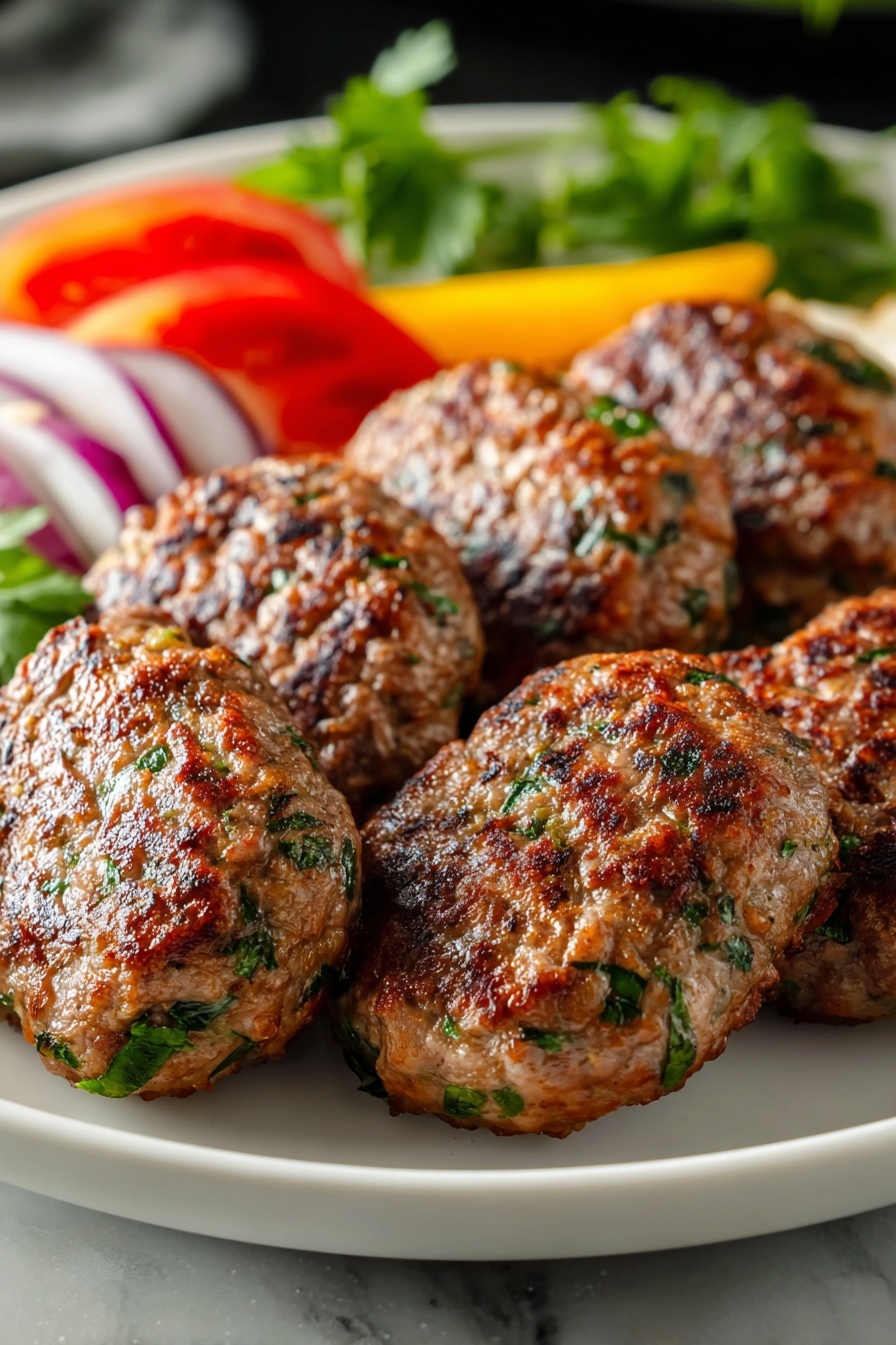A plate of meatballs with a side of vegetables.