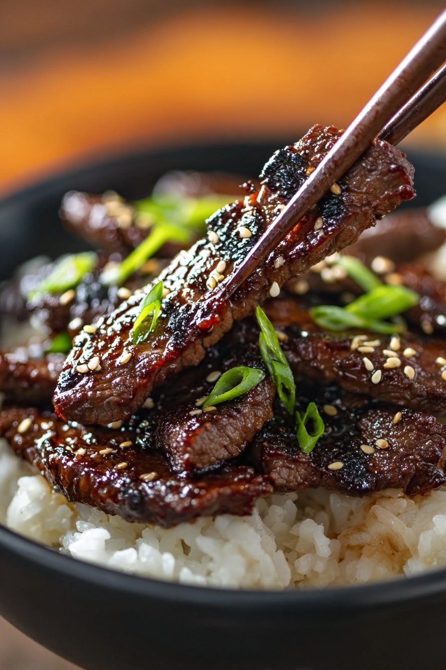 A bowl of beef bulgogi with rice.