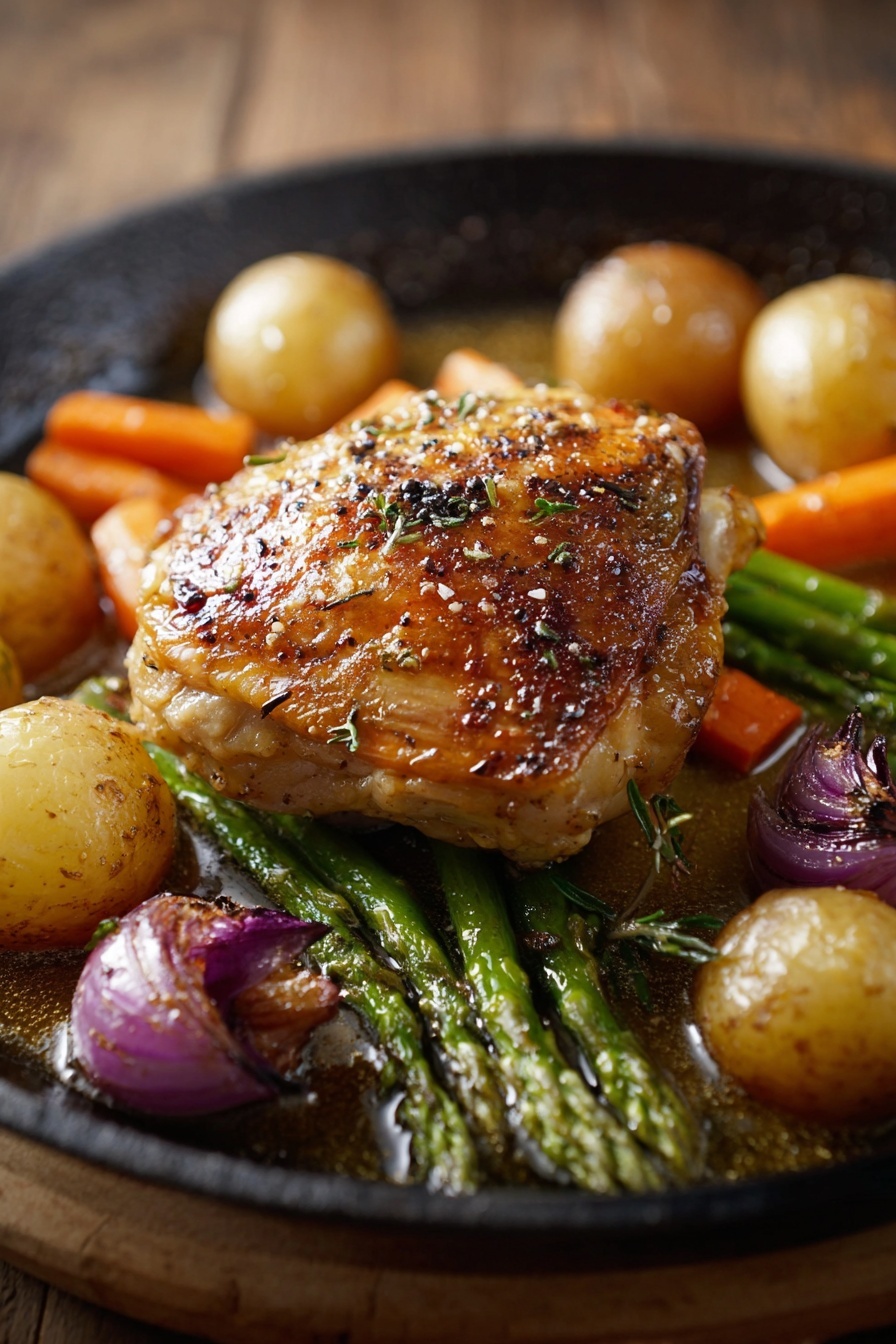 A piece of meat with vegetables on top.