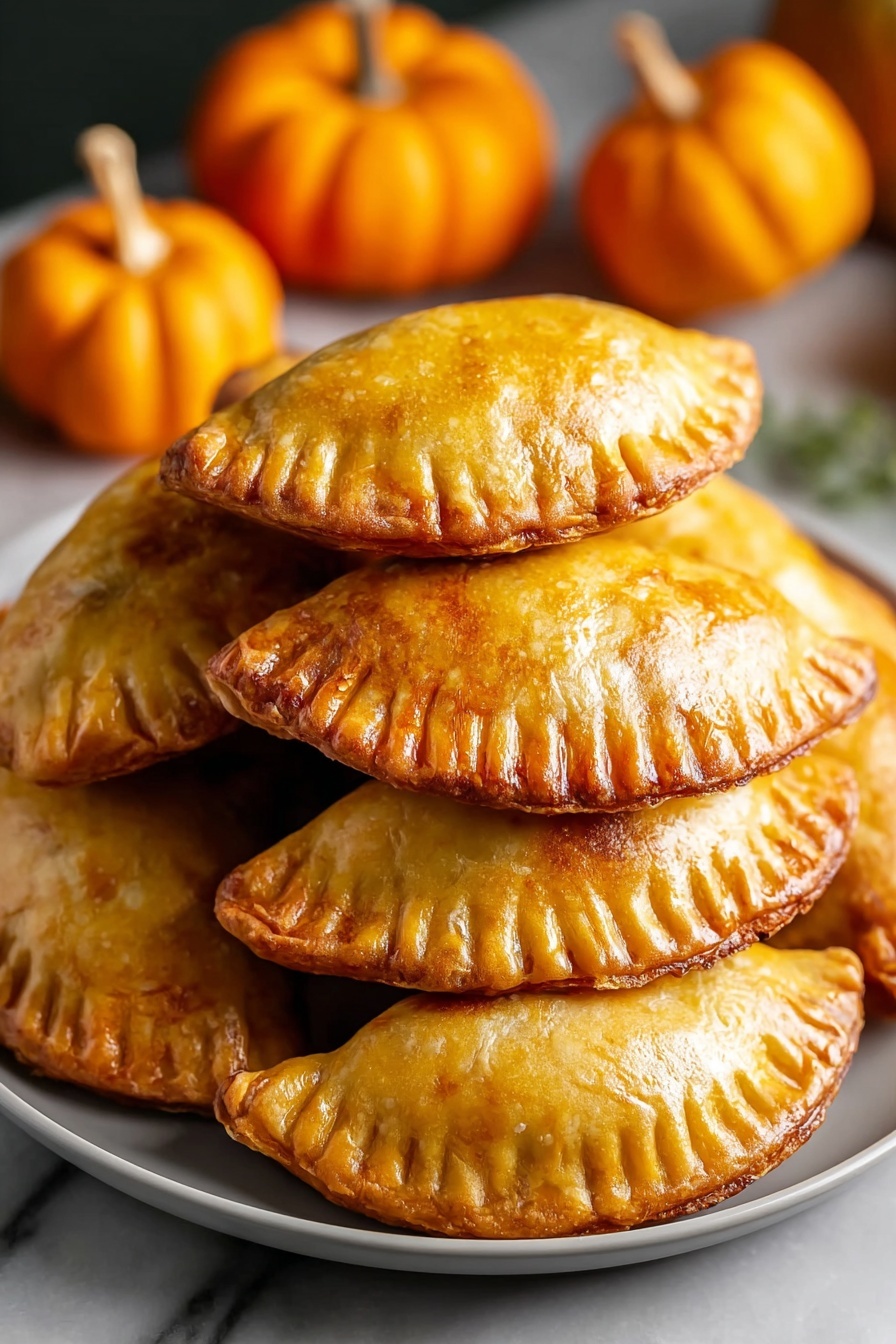 Pumpkin pastries stacked on a plate.