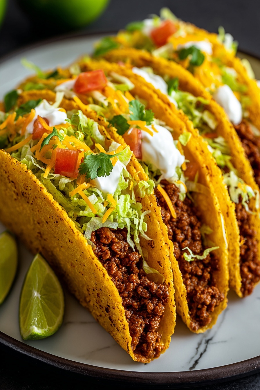 A plate of cheesy oven-baked tacos.