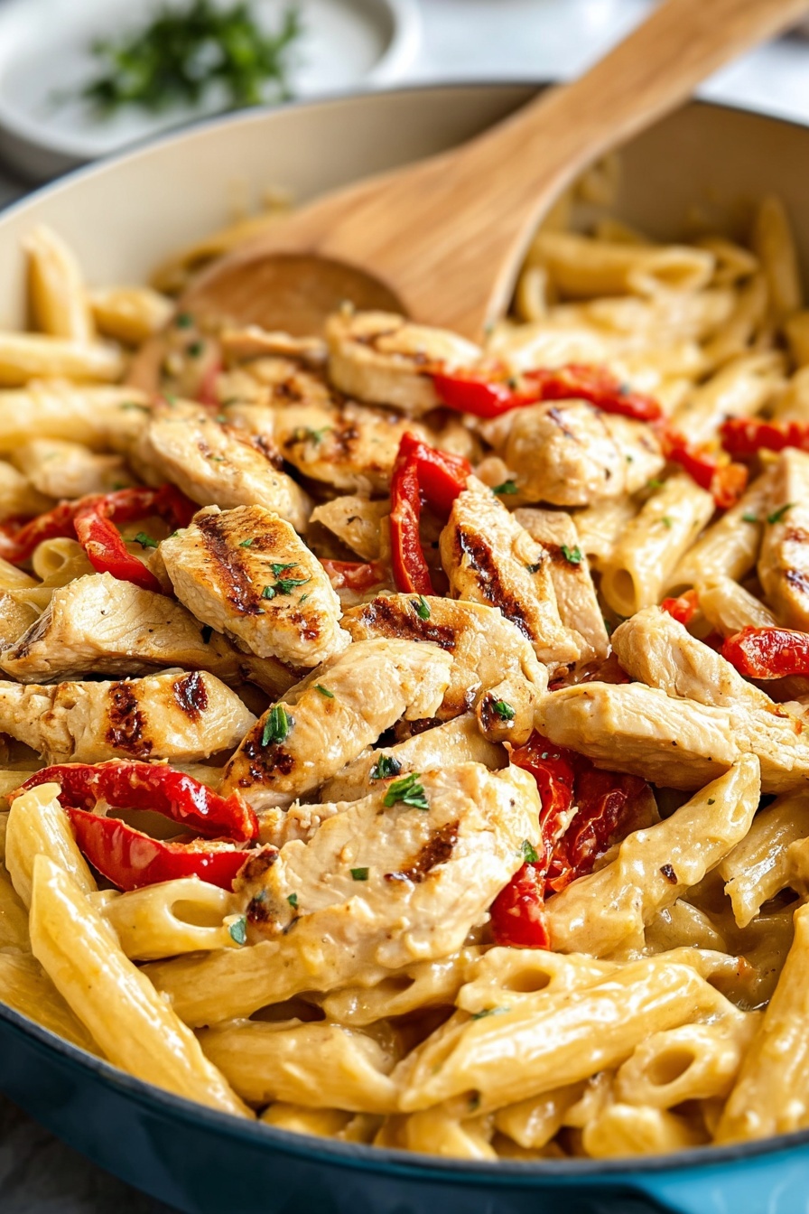 A dish of creamy cajun chicken pasta.