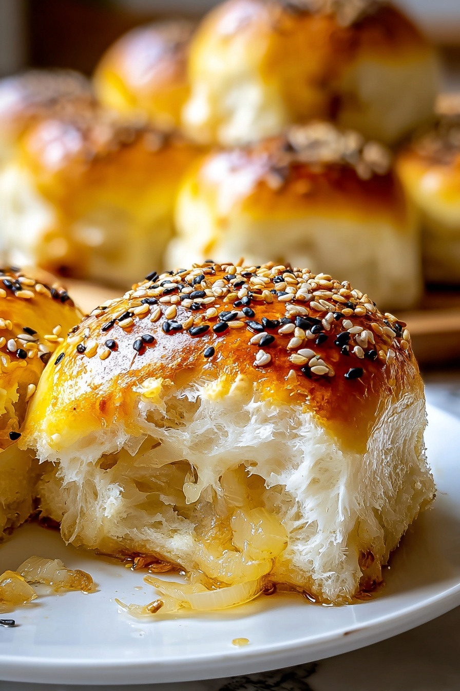 A plate of cheese and onion rolls.