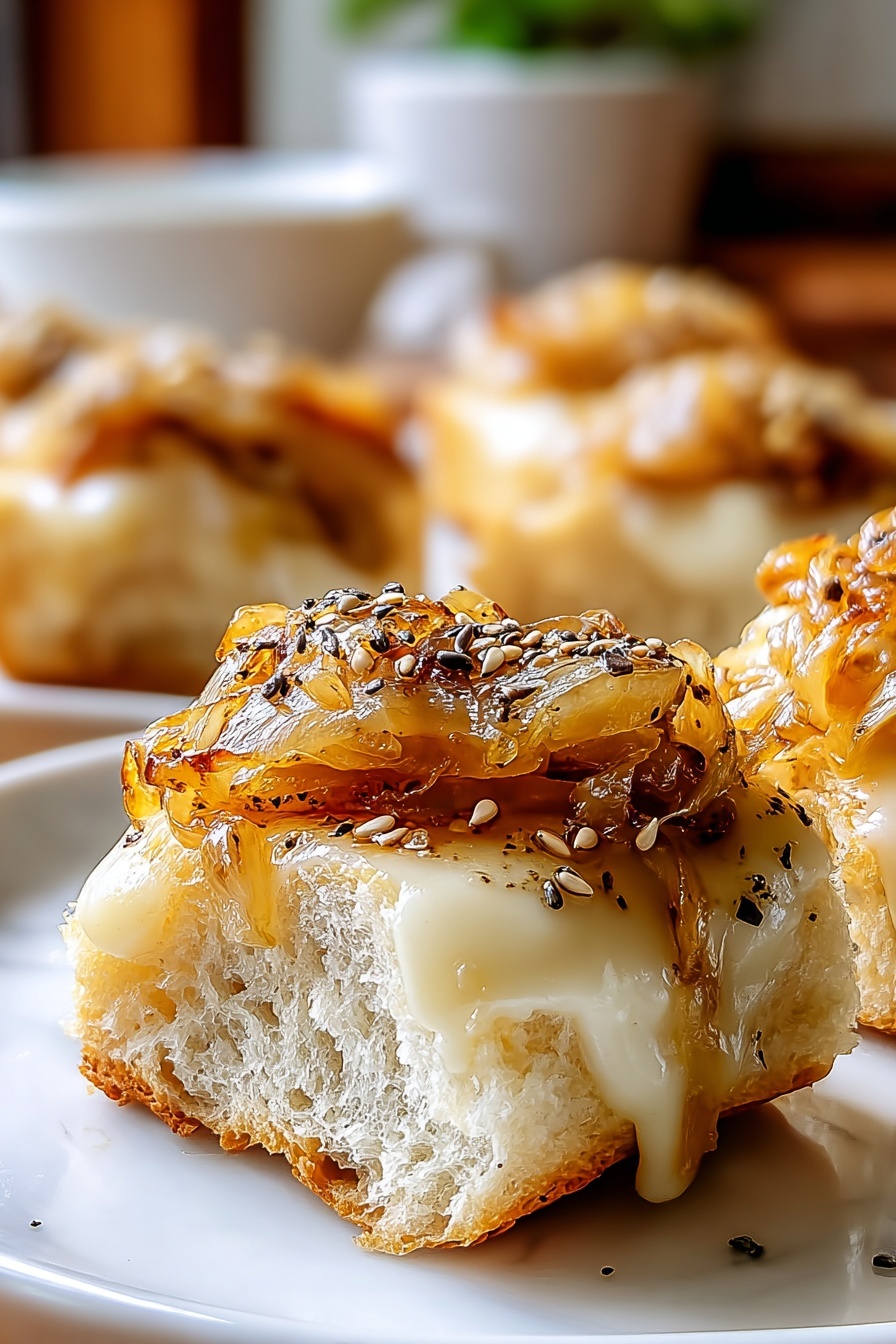 A plate of cheese and onion rolls.