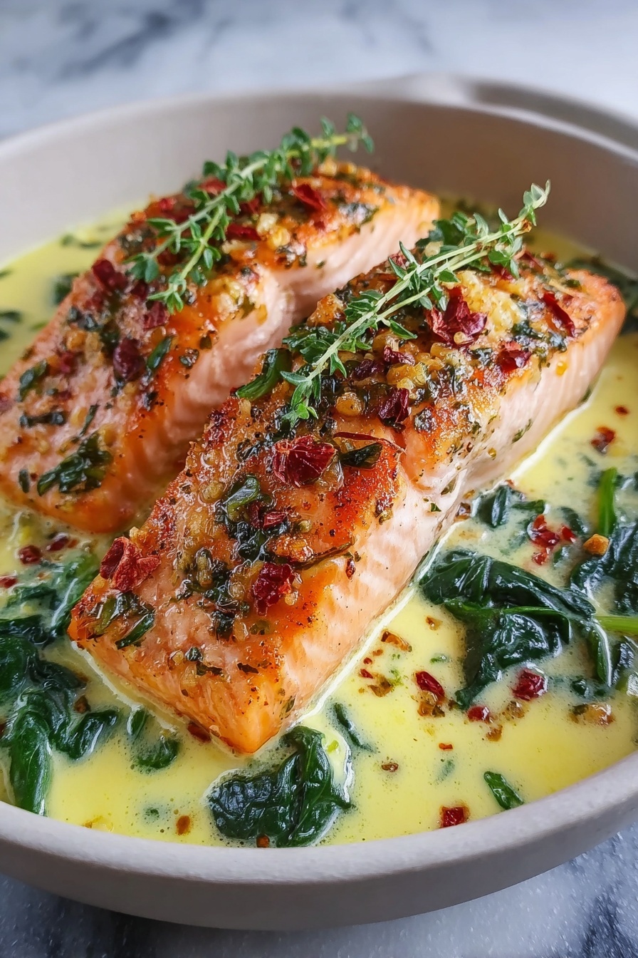 Tuscan Salmon with herbs and spices.