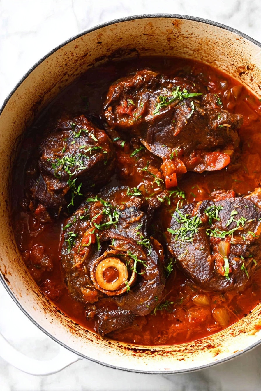A pot of bison osso buco.