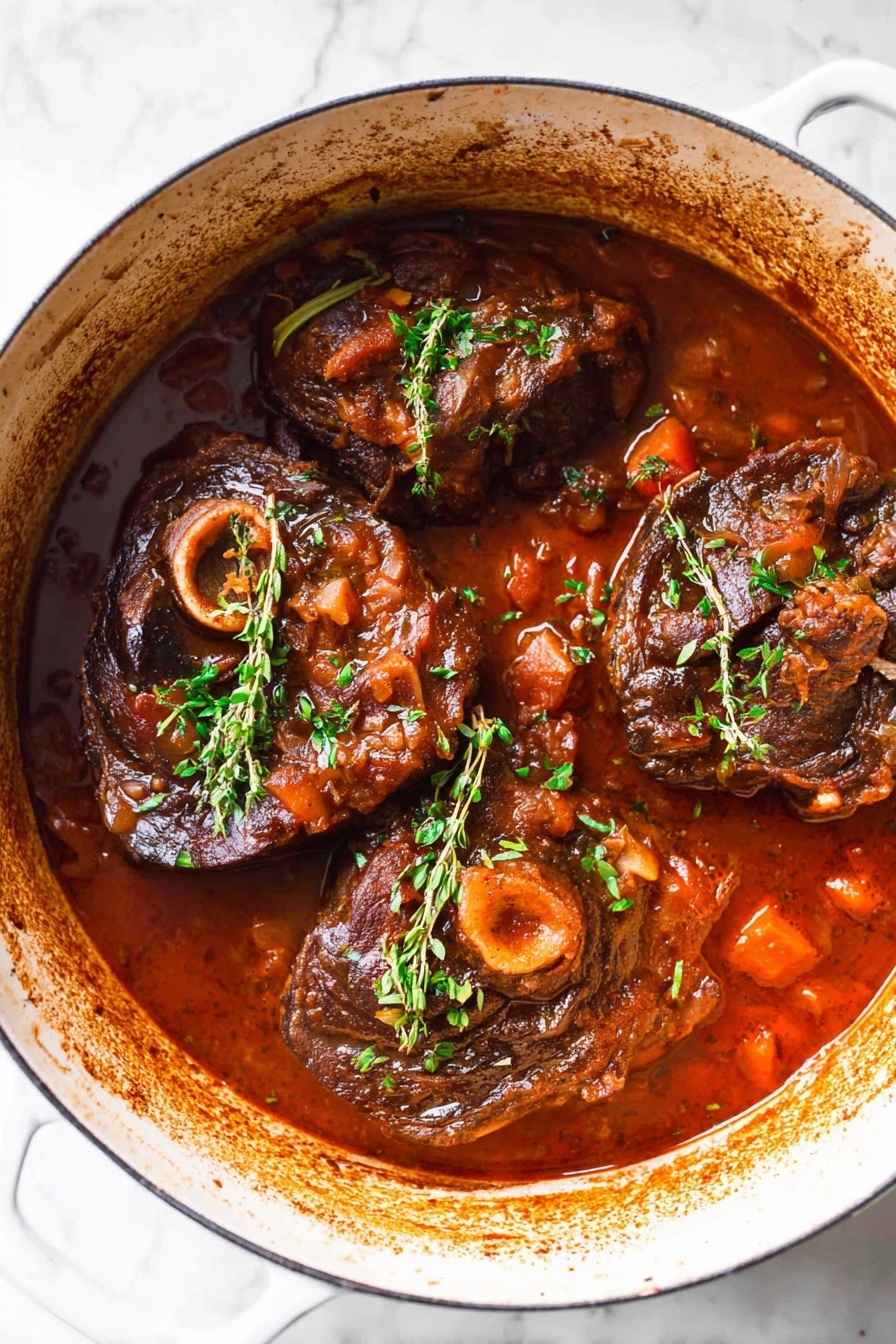A pot of bison osso buco.
