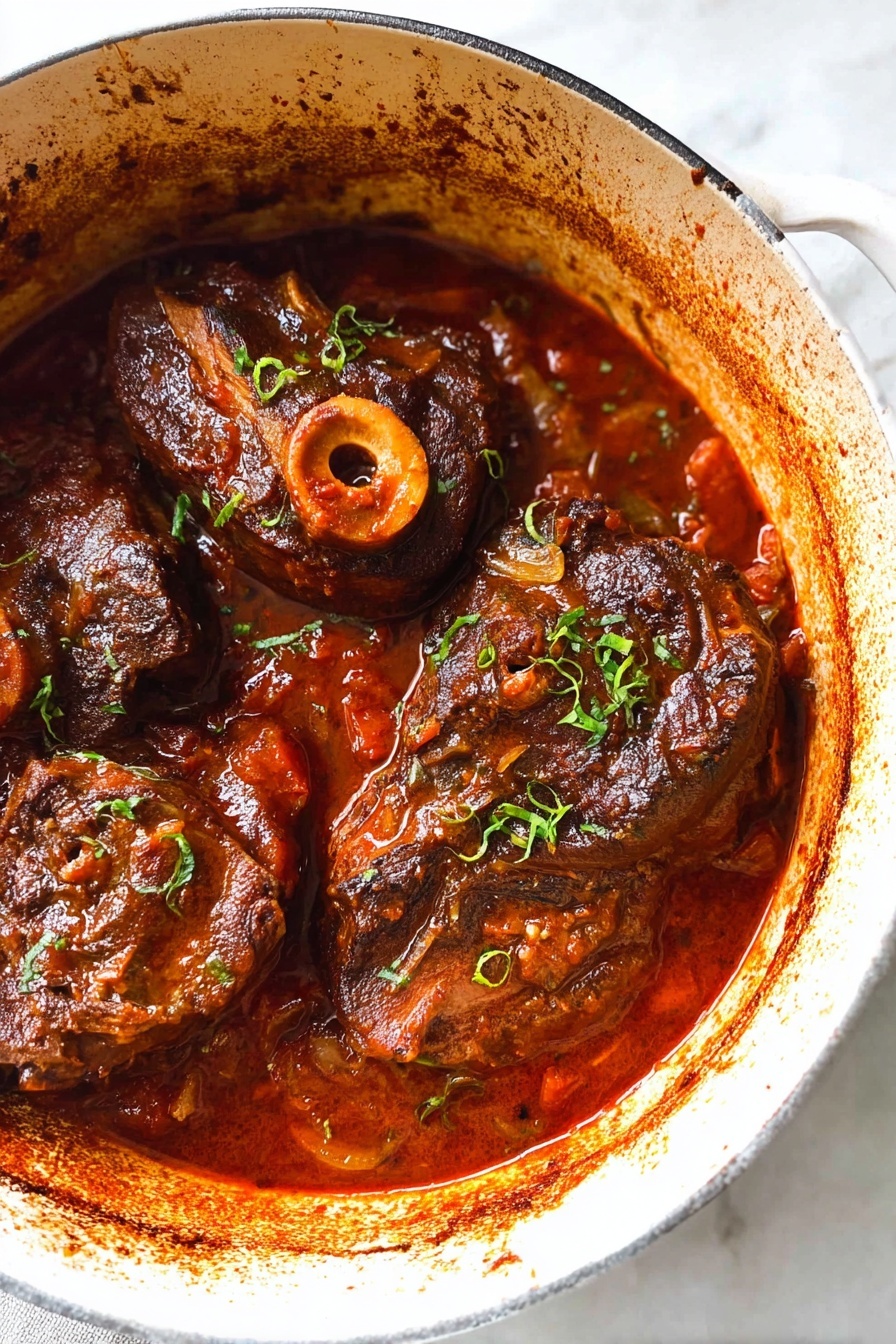 A pot of bison osso buco.