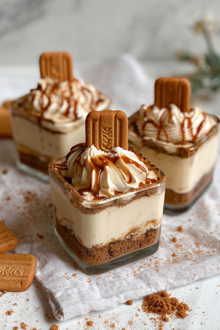 A close up of a biscoff tiramisu dessert.