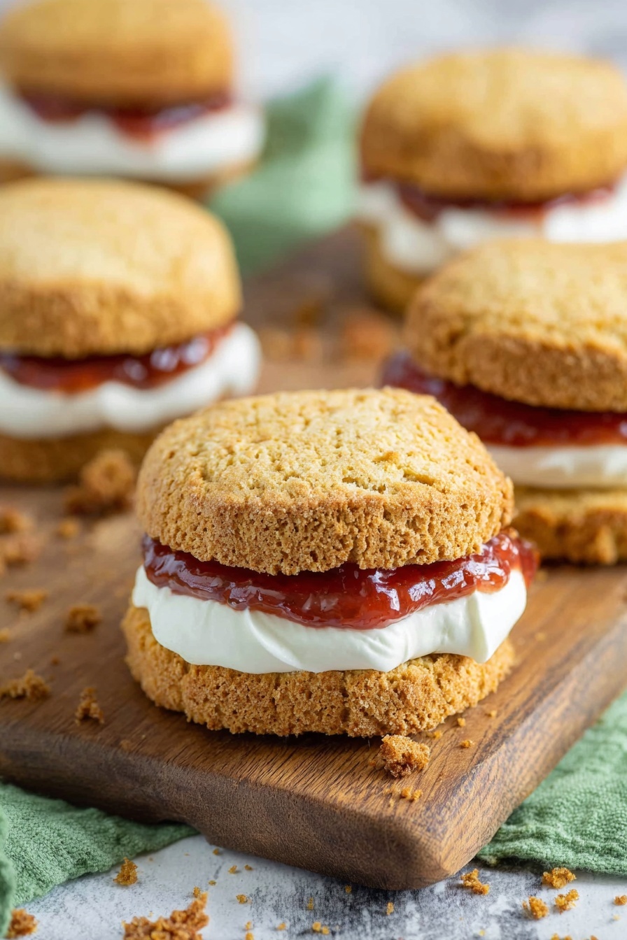 A plate of Irish scones with jam.