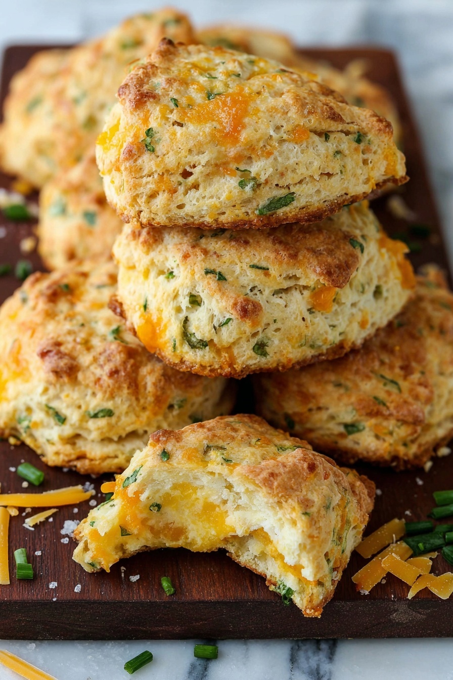 A stack of cheese and chive scones.