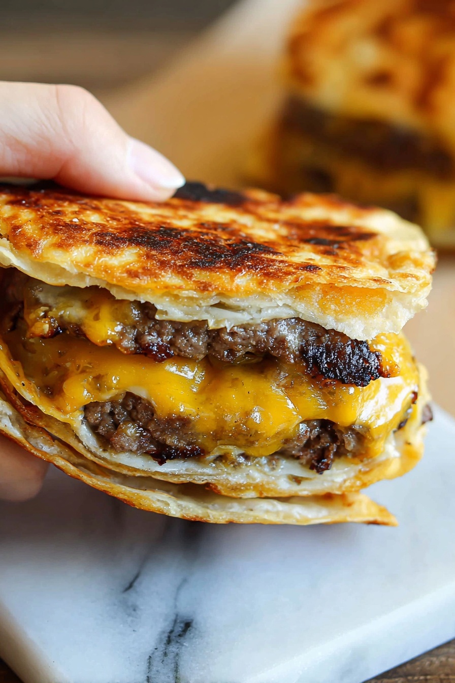 A person holding a burger with a bite taken out of it.