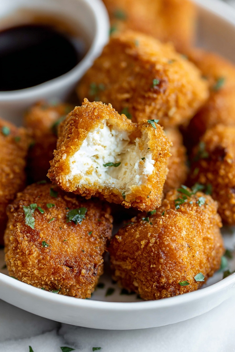 A bowl of vegan tofu nuggets.