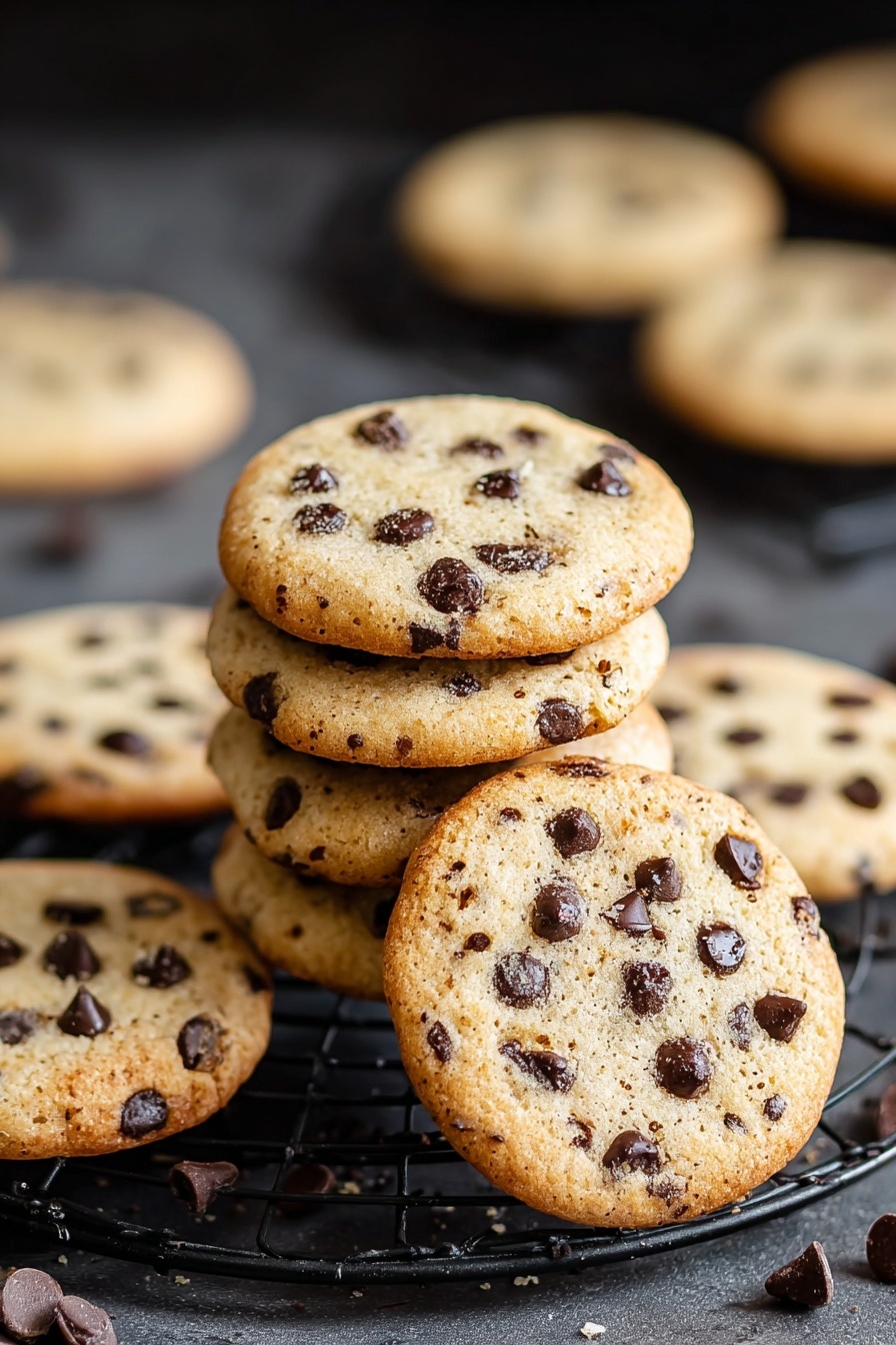 A stack of chocolate chip cheesecake cookies.