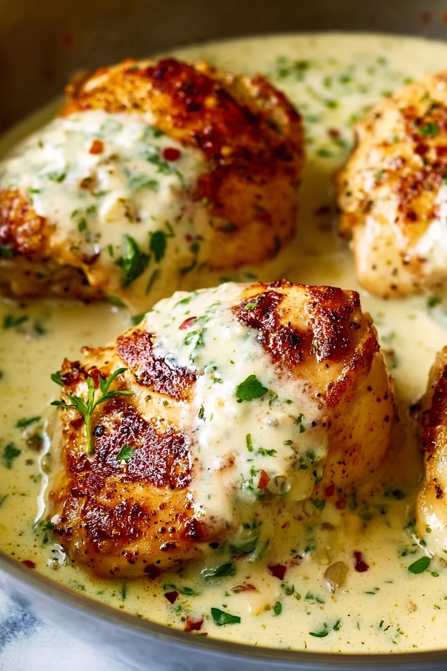Chicken with creamy ranch sauce.