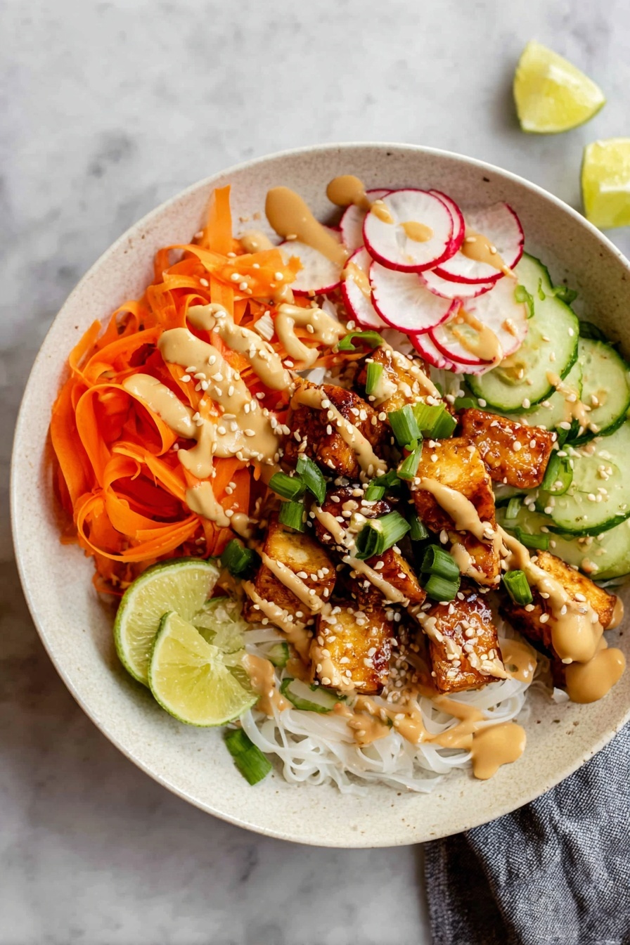 A bowl of food with noodles, vegetables, and sauce.