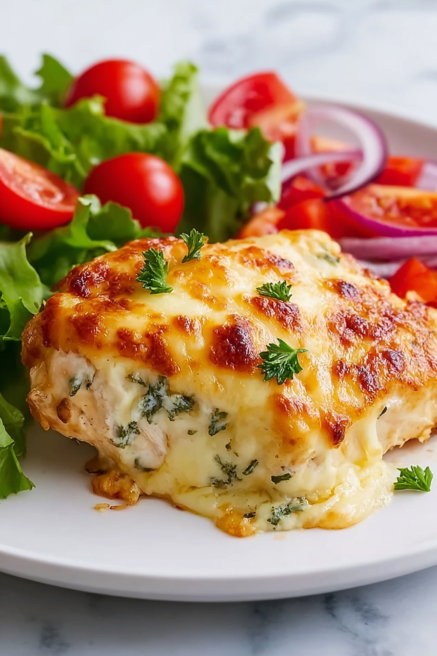 A plate of chicken with Parmesan and mayonnaise.