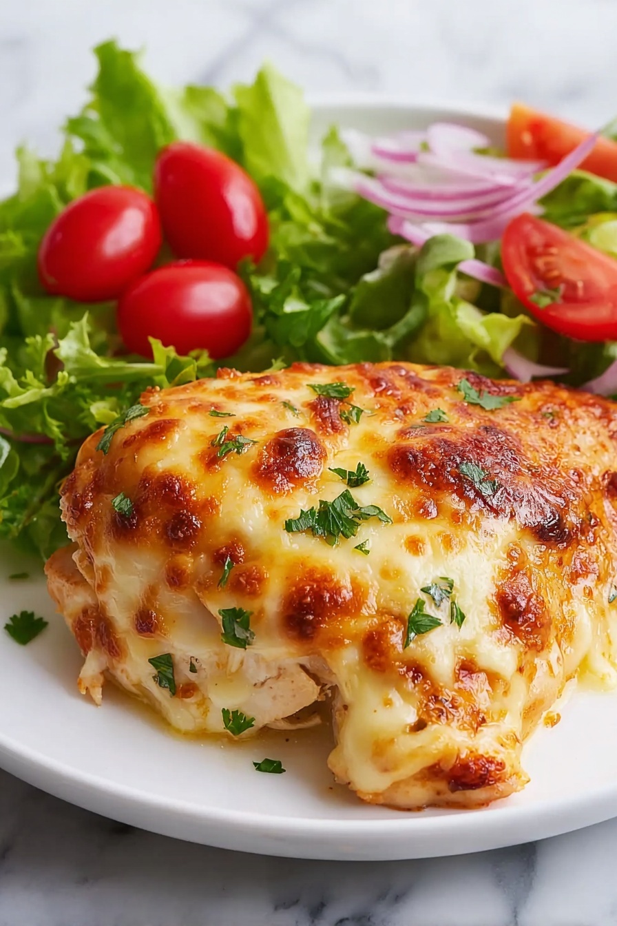 A plate of food with chicken and tomatoes.