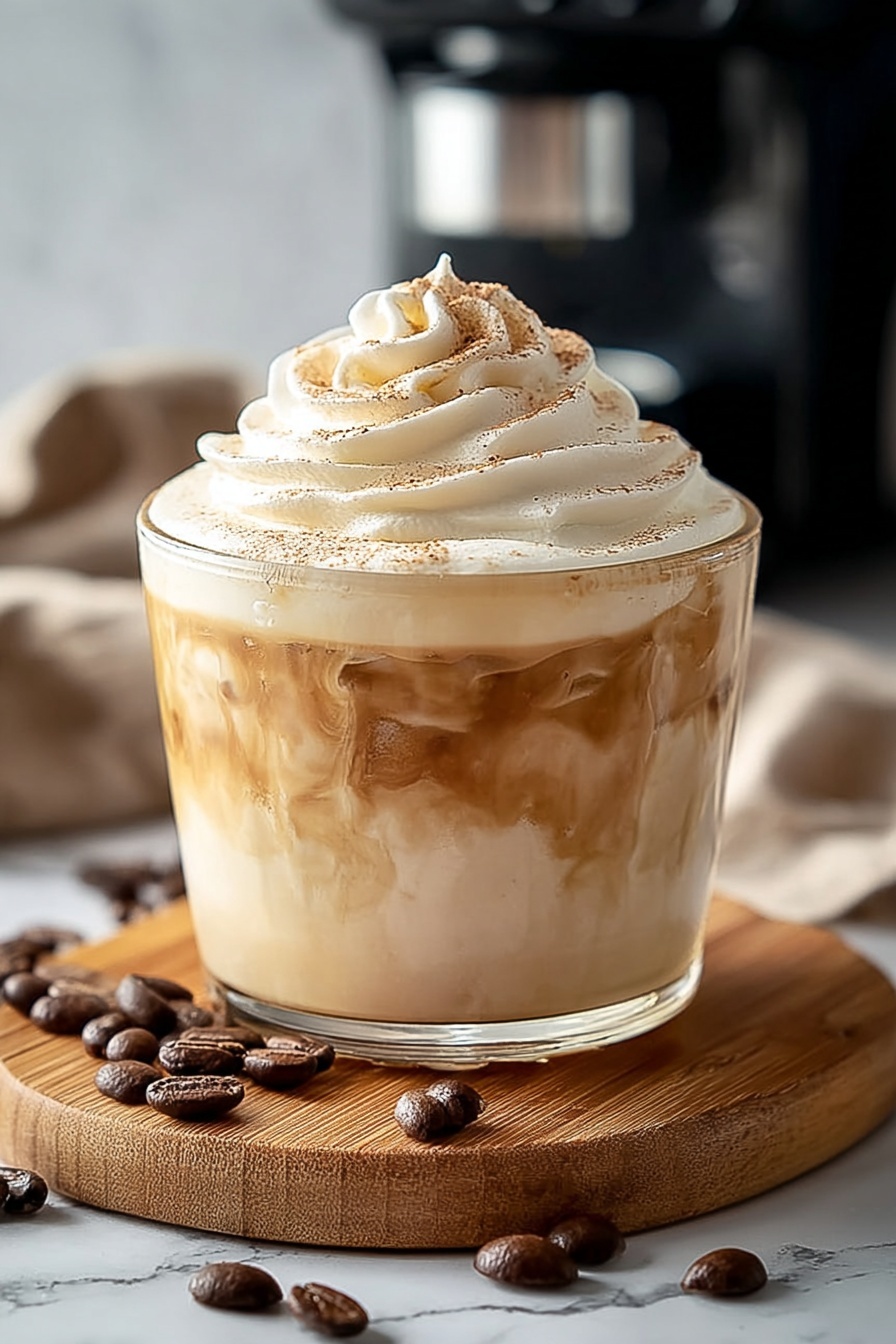 A cup of coffee with whipped cream.