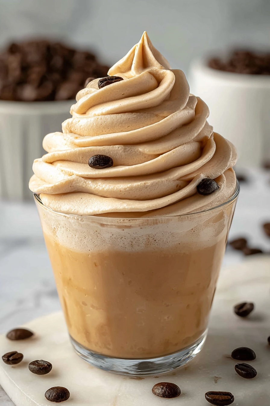 A glass of coffee with a whipped cream topping.