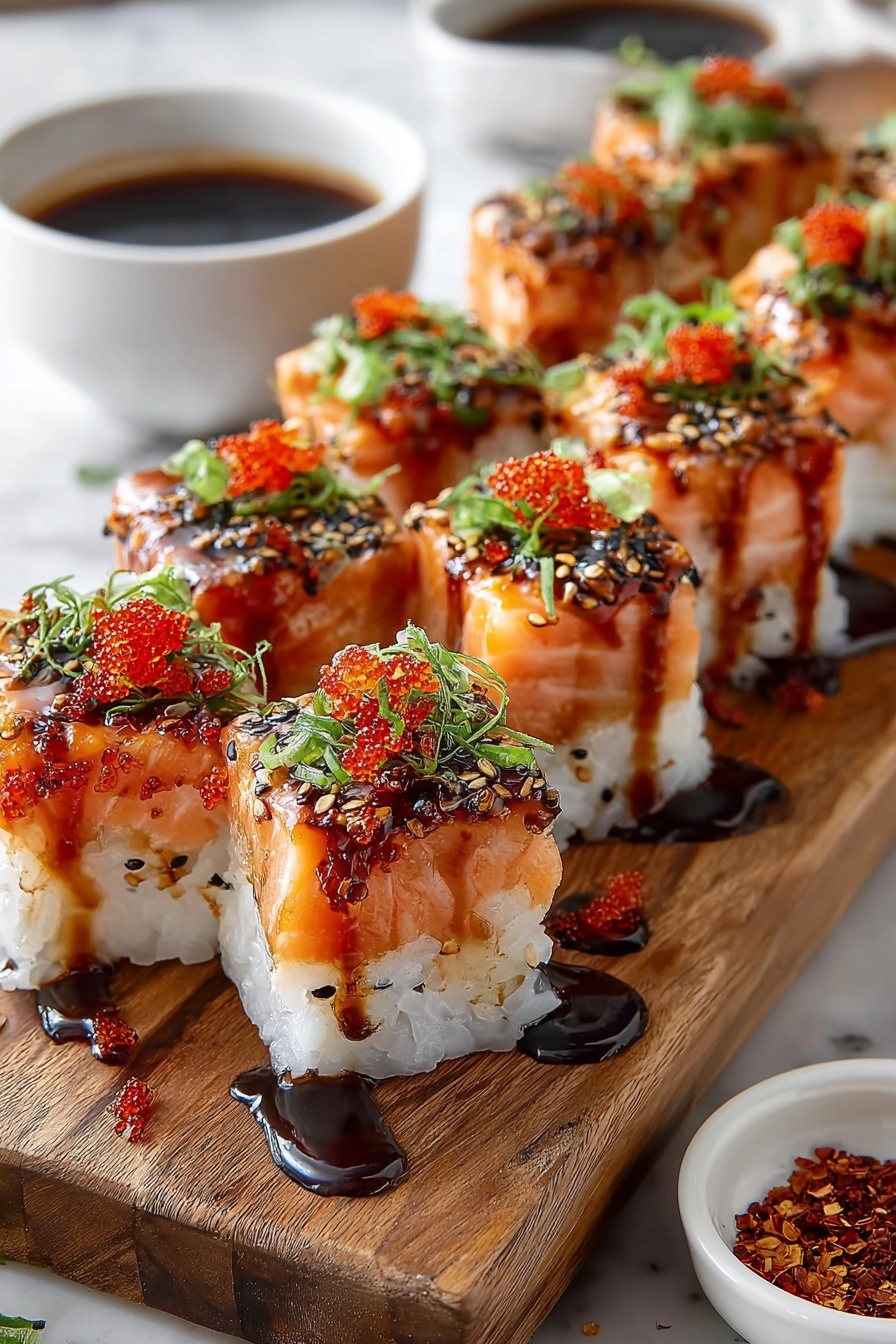 A plate of Spicy Salmon Sushi Bake.