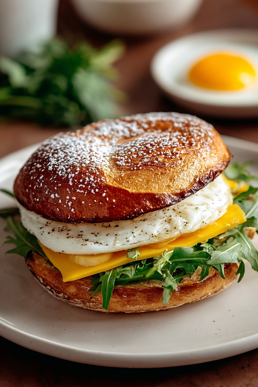 A classic fried egg sandwich with lettuce and cheese.