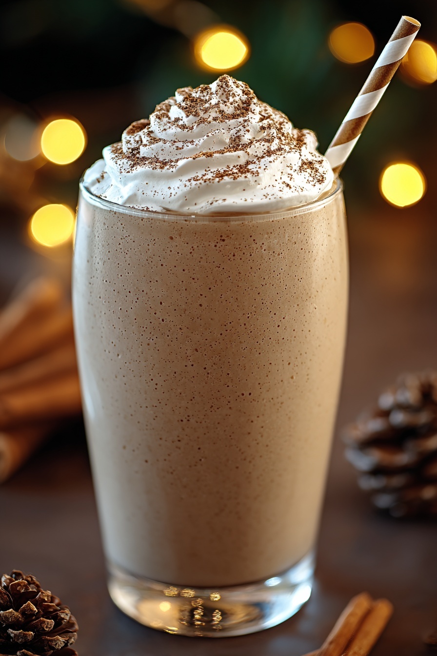 A Peppermint Mocha Smoothie with whipped cream.
