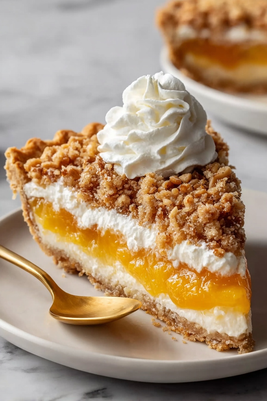 A slice of pumpkin crisp with oats on a plate.