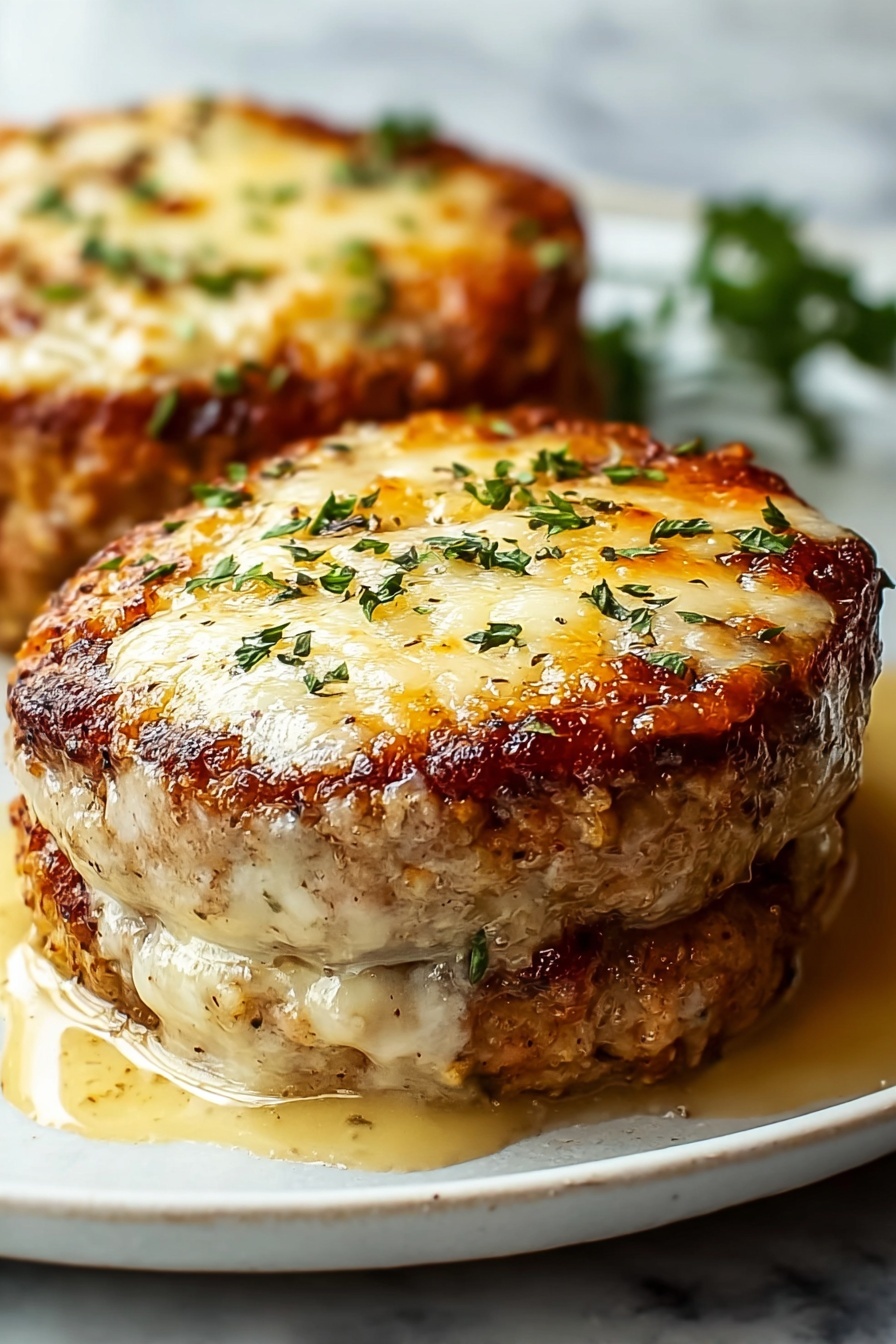 Two pieces of garlic Parmesan chicken meatloaves.