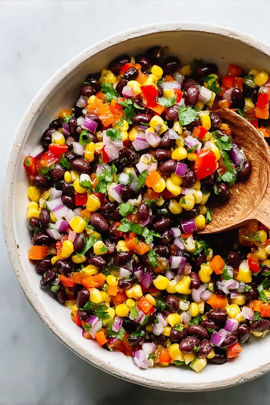 A bowl of corn and black bean salad.
