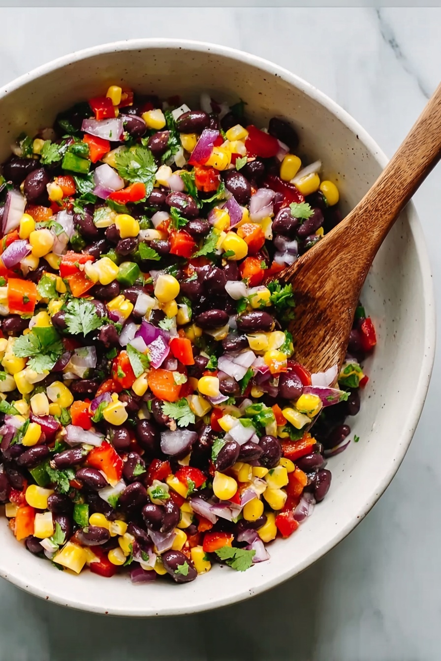 A bowl of corn and black bean salad.