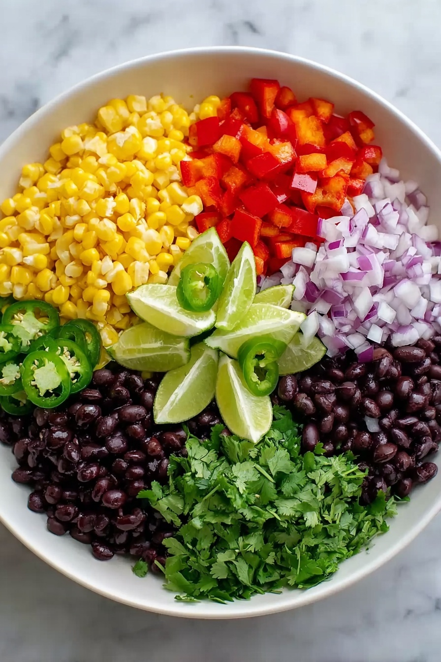 A bowl of corn and black bean salad.