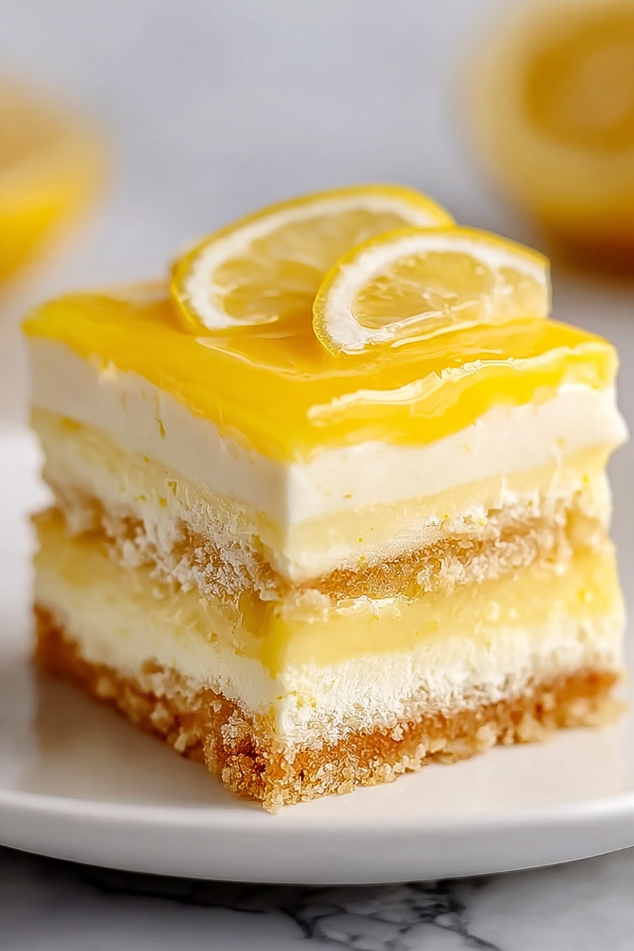 A slice of lemon tiramisu.