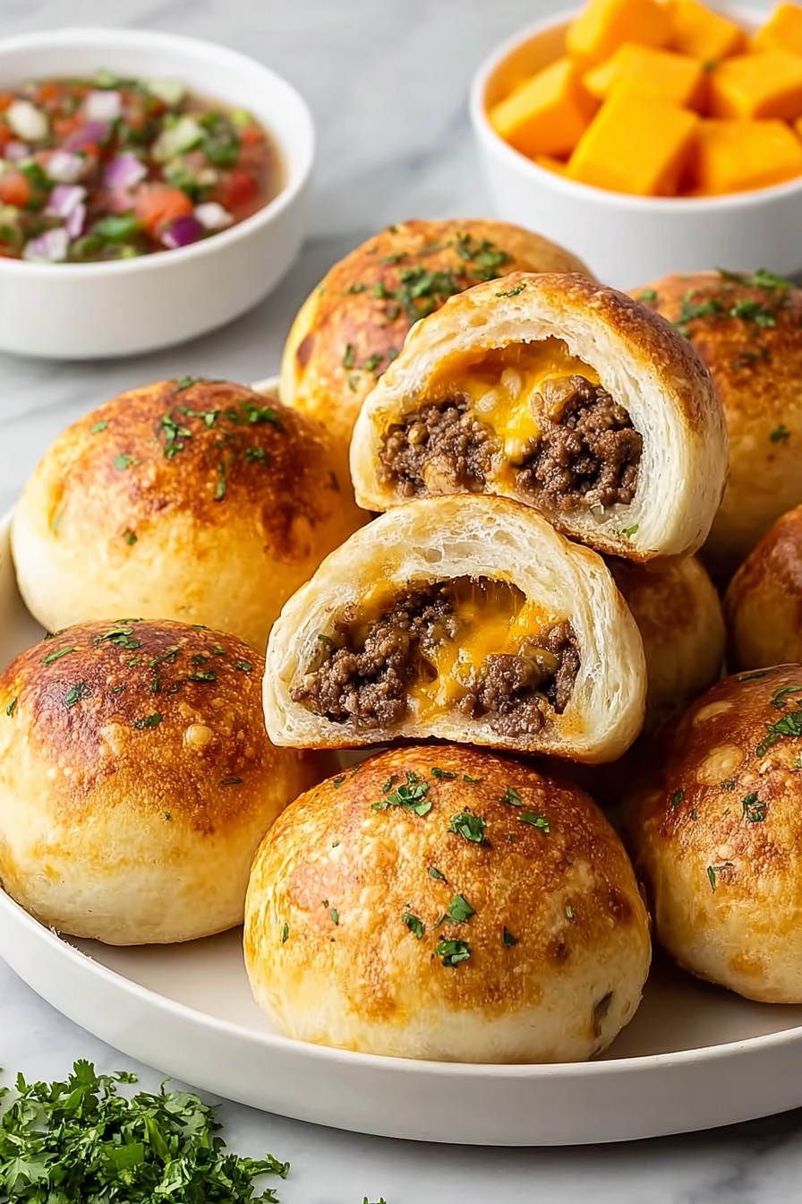 A plate of meat filled pastries.