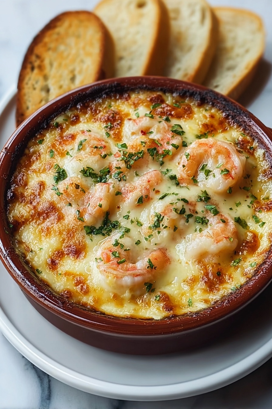 A bowl of shrimp and cheese.