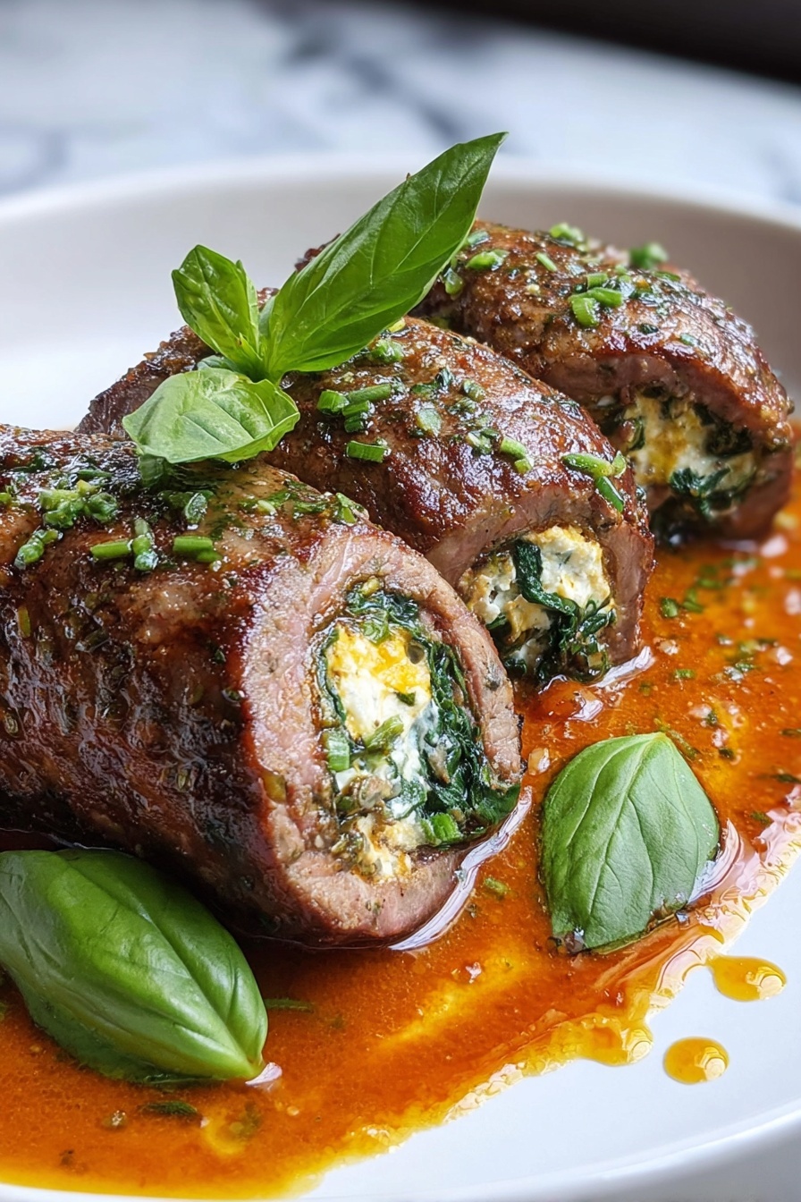 A delicious beef braciole with melt in your mouth flavor.