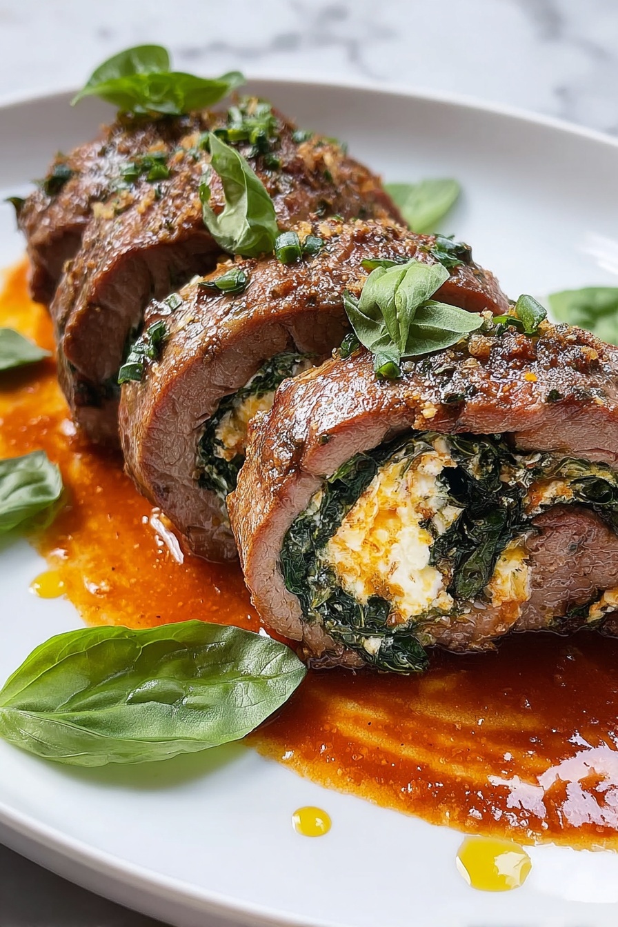 A close up of a delicious beef braciole.