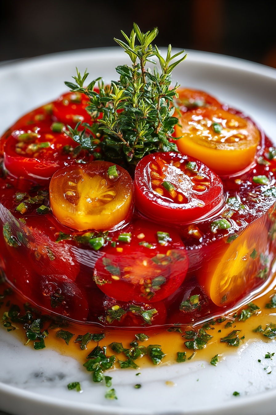 A dish made of tomatoes and herbs.