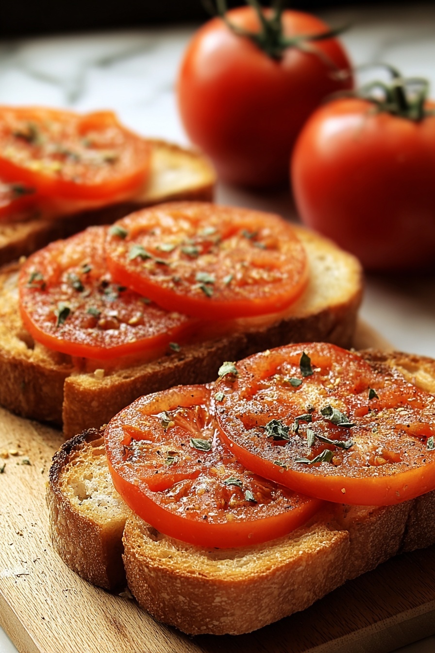 A slice of bread with tomatoes on it.