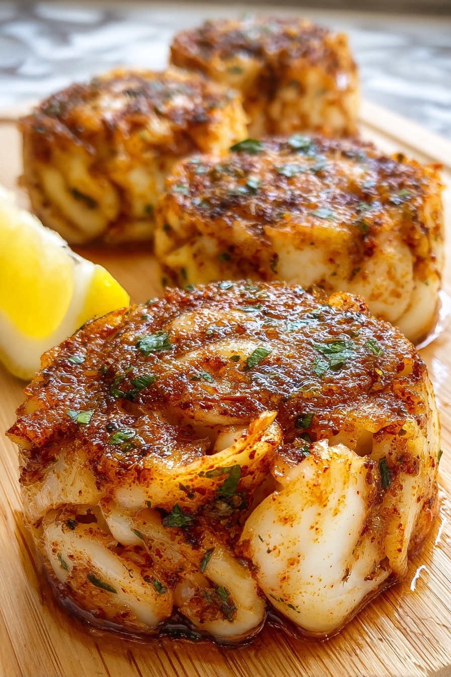 A plate of crab cakes.